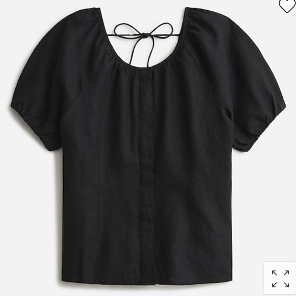 J.Crew - V-back Linen Top - Black - Size 2 - NWT NEW